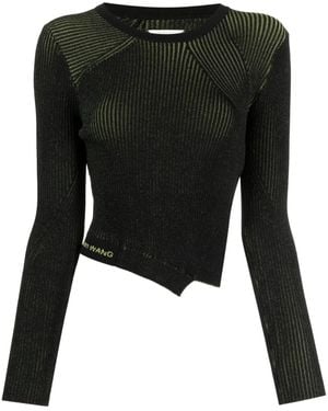 Feng Chen Wang Side-Slit Asymmetric Knitted Top - Black