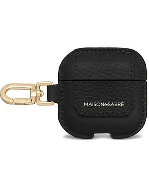 Maison De Sabre Leather Airpods 4 Keyring Case - Black