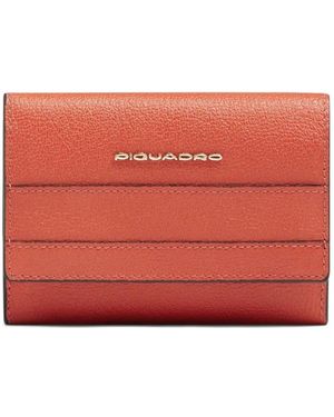 Piquadro Small Leather Trifold Wallet - Red