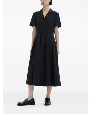Juun.J Belted Pleated Dress - Black