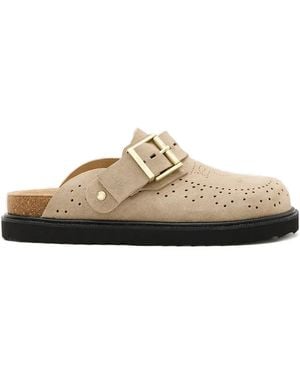 AllSaints Buckle Perforated-Detail Mule - White