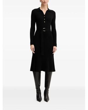 Marciano Long-sleeve belted midi dress - Schwarz