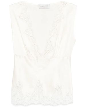 ERMANNO FIRENZE Mouwloze Top Met Kanten Afwerking - Wit