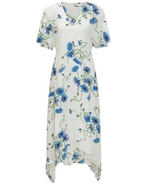 Stella McCartney V-Neck Floral-Print Midi Dress - Blue