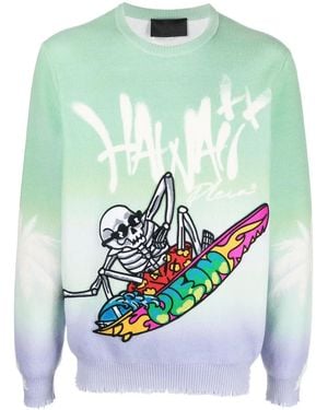 Philipp Plein Hawaii Graphic-Print Jumper - Green