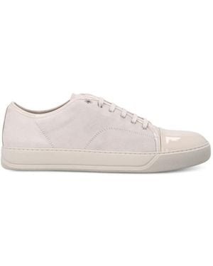 Lanvin Patent-Toe Suede Sneakers - White