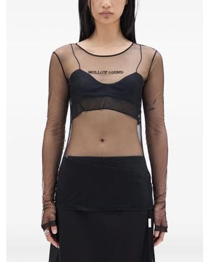 Ann Demeulemeester T-Shirt Fiene 'Hollow Sound' En Tulle - Black