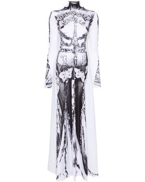 Jean Paul Gaultier Paris Graphic-pattern Stretch-woven Maxi Dress - White