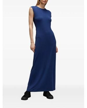 Y-3 Tank Open-Back Side-Stripe Maxi Dress - Blue
