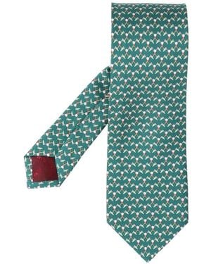 Ferragamo Club Print Silk Tie - Green