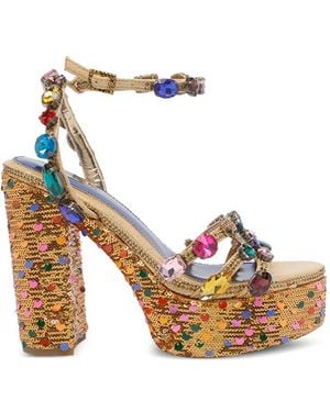 Kurt Geiger Jewel-Embelished Sequined Platform Sandals - Metallic