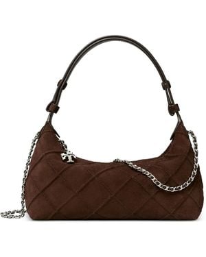 Tory Burch Fleming Suede Pochette - Brown