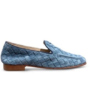 Calce Baby Silk Woven Suede Loafers - Blue