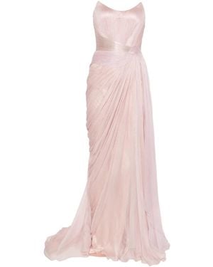 IRIS SERBAN Draped metallic maxi dress - Pink