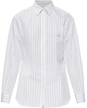 Moschino Pinstripe Goose-Embroidered Shirt - White