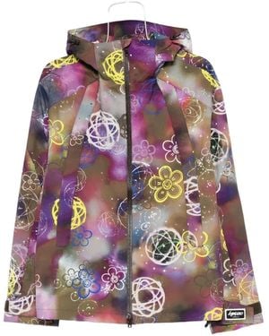 KENZO Floral-Print Hooded Jacket - Purple