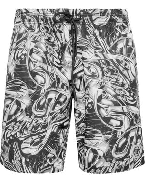 Philipp Plein Boxer Swim Shorts - Grey