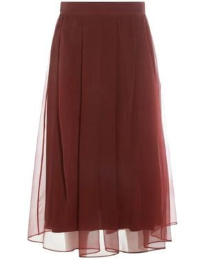Brunello Cucinelli Sheer Pleated Skirt - Red