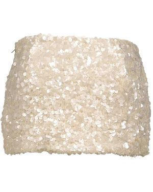 GLOWNY Twinkle Sequin-Embellished Mini Skirt - Natural