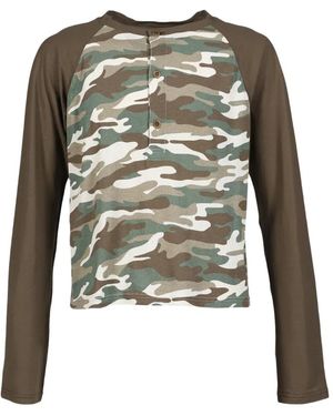 JUN/NAKAYAMA Henley Camouflage-Print Raglan-Sleeved T-Shirt - Green