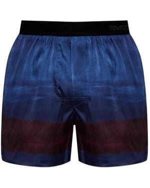 Tom Ford Boxer Con Logo - Blu