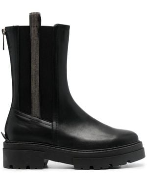 Fabiana Filippi Bead-Embellished Combat Boots - Black