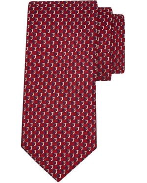 Ferragamo Gancini-Pattern Silk Tie - Red