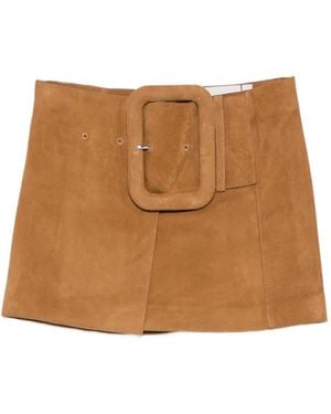 Ami Paris Buckled A-Line Mini Skirt - Brown