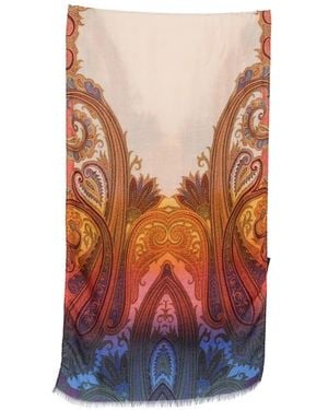 Etro Paisley-Print Frayed Scarf - Orange