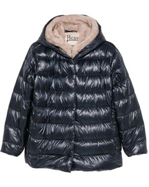 Herno Quilted Hooded Jacket - Blue