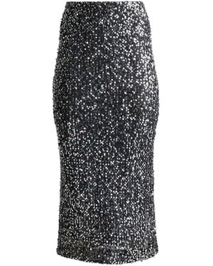 St. John Paillette Midi Skirt - Grey