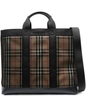 Burberry Ormond Check-Pattern Tote Bag - Black
