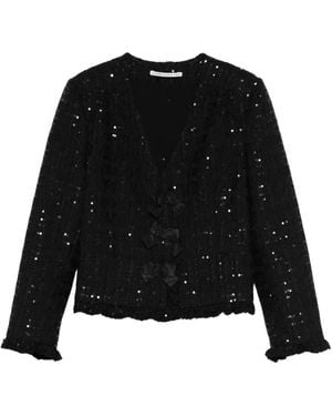 Alessandra Rich Veste À Broderies De Sequins - Black