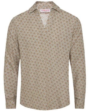 Orlebar Brown Ridley Patterned V-Neck T-Shirt - Grey