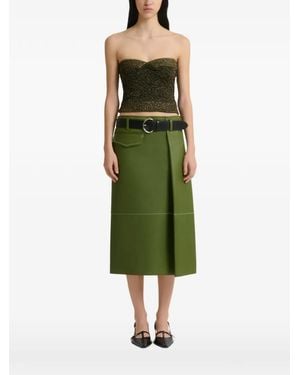 Marni Bonded Nappa Leather Midi Skirt With Pocket - Green