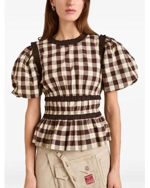 Damson Madder Everly Ruffle Blouse - Brown
