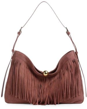 Furla Fringe-Trimmed Leather Shoulder Bag - Brown