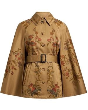 Etro Belted Print Cape Jacket - Brown