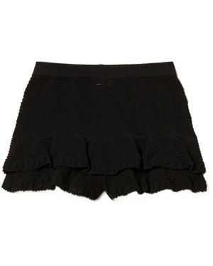 Twinset Knitted Ruffled Shorts - Black