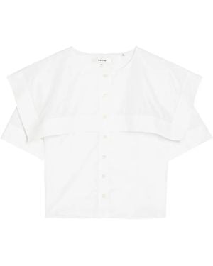 FRAME The Sleek Cape Short-Sleeves Shirt - White