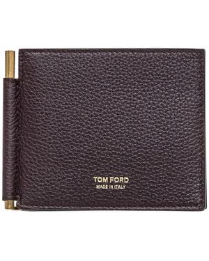 Tom Ford Logo-Print Leather Wallet - Purple