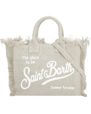 MC2 Saint Barth Fringed Linen Tote Bag - White