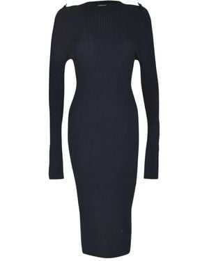 Dondup Geripptes Kleid mit Knopfmanschetten - Blau