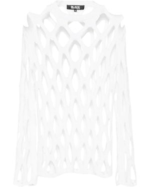 COMME DES GARÇON BLACK Open-Knit Mesh Jumper - White