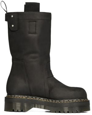 Rick Owens X Dr. Martens Quad Sole Buckled-Strap Biker Boots - Black