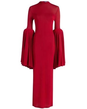 Jean Paul Gaultier Robe Longue À Manches Plissées - Red