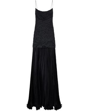 Roberto Cavalli Crinkle Silk Maxi Dress - Black