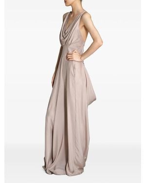 YANGKEHAN Maxi Draped Open-Back Dress - Natural