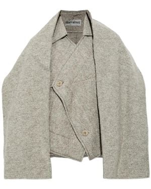 Issey Miyake Woollen Granite Oversized Scarf-Detail Jacket - Grey