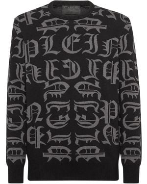 Philipp Plein Logo-Intarsia Jumper - Black
